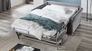 Schlafsofa comfortmaster besser sitzen, liegen, leben aus Stoff in Grau Comfortmaster Schlafsofa Molto mit Faltbett-Funktion grauer Webstoff 2-6989& Chromfüße - Breite ca. 156 cm