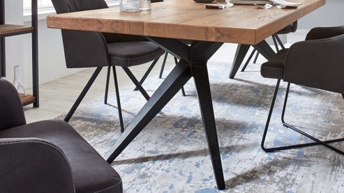 Esstisch WOODS & TRENDS aus Holz in Holzfarben WOODS & TRENDS Holztisch Vintage-Dining als Esstisch antik geölte Balkeneiche & Roheisen – ca. 220 x 100 cm