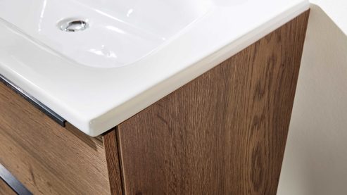 Waschtisch-Set / Waschbecken-Set Interliving aus Holz in Holzfarben Interliving Bad Serie 7402 – Waschtisch mit Unterschrank Havanna Eiche – Breite ca. 90 cm