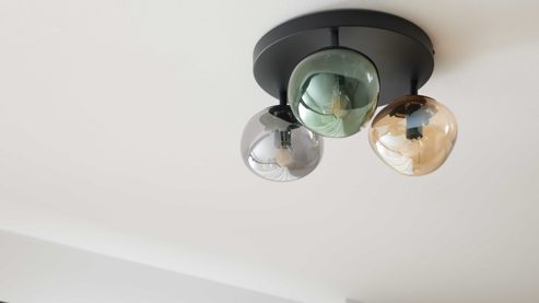 Deckenleuchte Interliving aus Glas in Mehrfarbig Interliving Leuchten Serie 9350 - Deckenlampe Glas in Amber, Grün & Rauch - Durchmesser ca. 39 cm