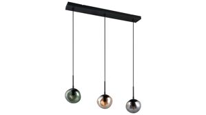 Pendelleuchte Interliving aus Glas in Mehrfarbig Interliving Leuchten Serie 9350 - Hängelampe Glas in Amber, Grün & Rauch - drei Lampenschirme