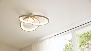 Deckenleuchte Interliving aus Metall in Hellgrau Interliving Leuchten Serie 9353 - Deckenlampe warmgraues & kaffeefarbenes Metall - ca. 69 x 60 cm