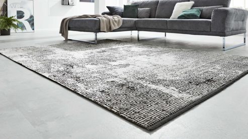 Handwebteppich Interliving aus Mischgewebe in Schwarz Interliving Teppich Serie L-8620 Mischgewebe - ca. 67 x 130 cm