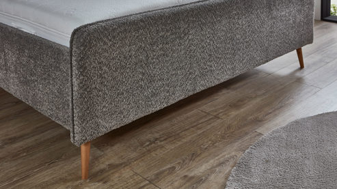 Polsterbett Sun garden | 162739 aus Stoff in Grau Polsterbettgestell Salida grauer Bezug & Holzfüße - Liegefläche ca. 140 x 200 cm