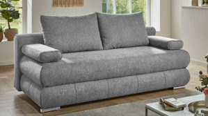 Schlafsofa Sun garden | 162739 aus Stoff in Hellgrau Schlafsofa Borna silberfarbener Chenille-Bezug & Edelstahl - Breite ca. 199 cm