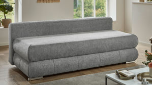 Schlafsofa Sun garden | 162739 aus Stoff in Hellgrau Schlafsofa Borna silberfarbener Chenille-Bezug & Edelstahl - Breite ca. 199 cm