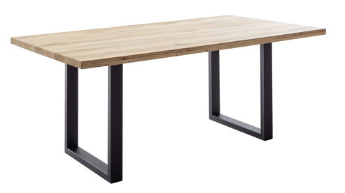Esstisch Mca direkt aus Holz in Holzfarben Esstisch-Serie Deba Wildeiche & schwarzes U-Metallgestell, gerade Kante - ca. 200 x 100 cm