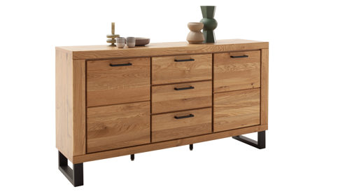 Sideboard Mca direkt aus Holz in Holzfarben Wohnprogramm Kambo - Sideboard Wildeiche - zwei Türen, drei Schubladen, Breite ca. 158 cm