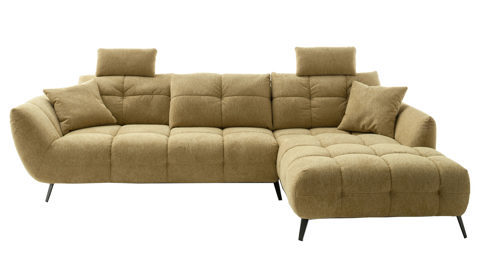 Ecksofa Nova via aus Stoff in Gelb Sofa Serie Chiara - Ecksofa gelber Bezug - Stellfläche ca. 318 x 217 cm