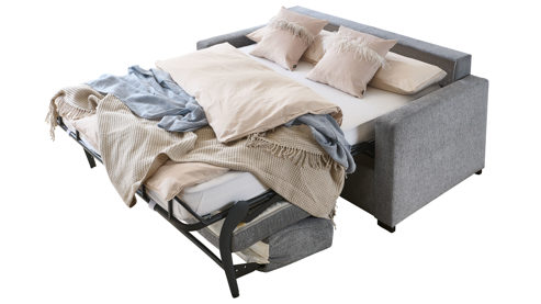 Schlafsofa Restyl aus Stoff in Grau Schlafsofa Molly Comfort mit Faltbettfunktion grauer Chenillebezug 2-6989 - Liegefläche ca. 150 x 200 cm